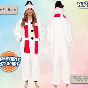 Silver Lilly FUNZIEZ Snowman Costume Sherpa Adult One Piece Cosplay Pjs Unisex